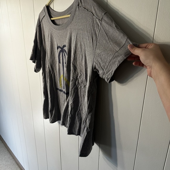 Anthropologie Jen B. Peters Gray Short Slv T-Shirt Palm Tree Design Size Large - Picture 2 of 10